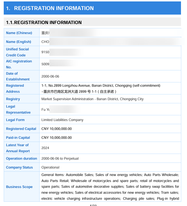 Регистрационная информация компании